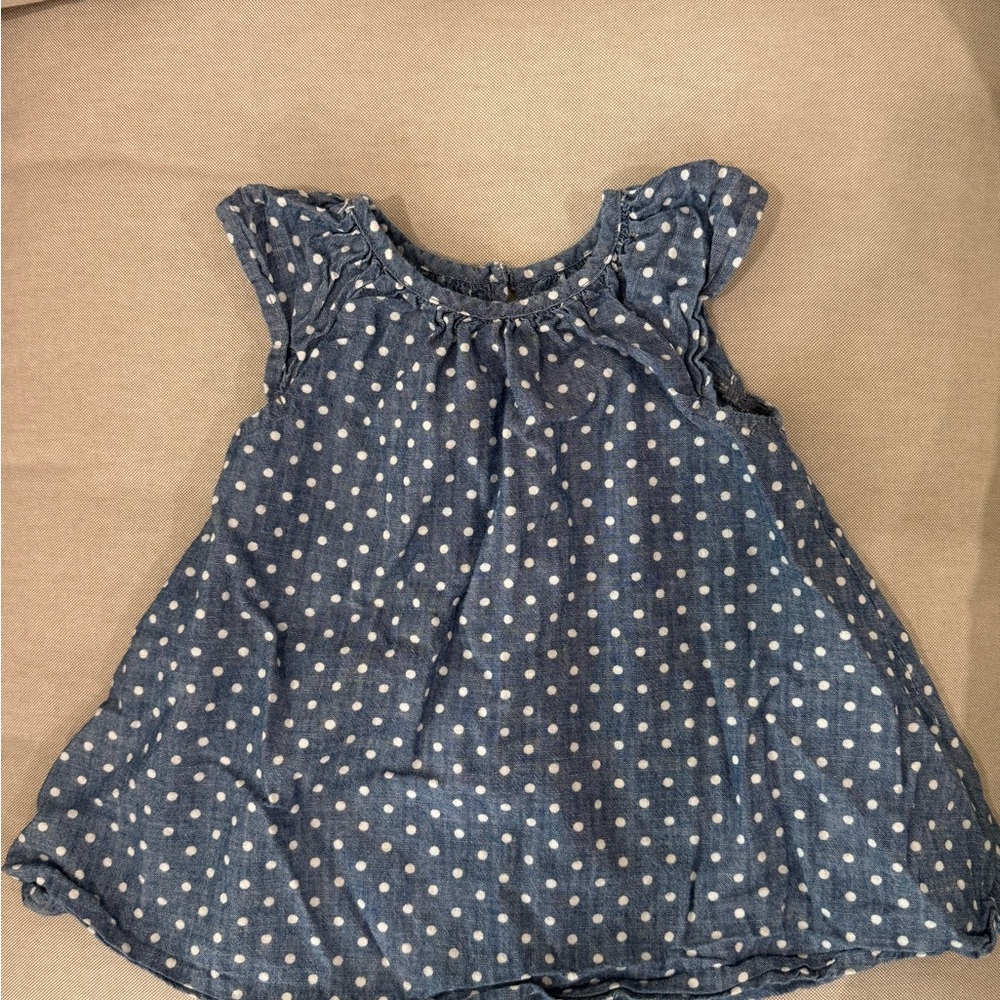GAP Denim Blue Baby Dress with White Dots